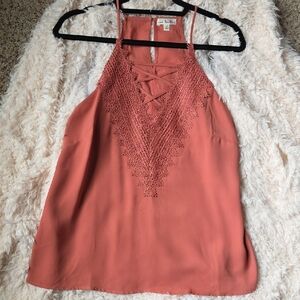 nine britton Lace-Trim Halter Camisole in Rust
